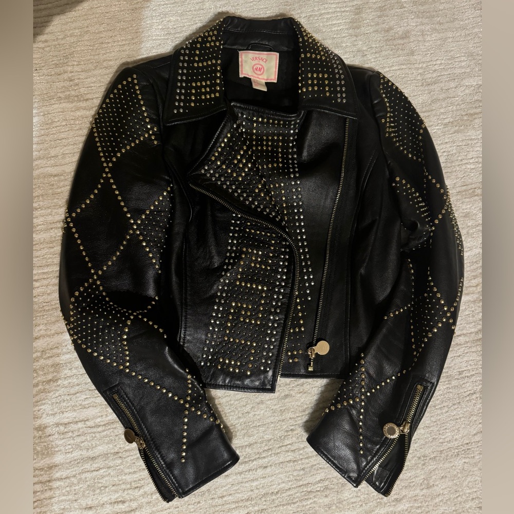 Versace for H&M Studded Leather Jacket Size 6